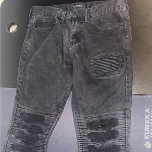 Men Black Stacked Skinny Jeans